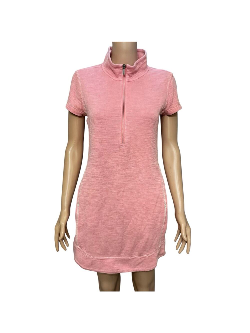 Tommy Bahama Tobago Bay Mini Dress XS Pink Quarter Zip Athleisure Vacation Beach